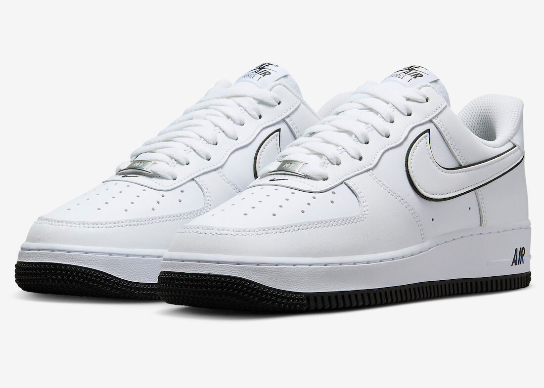 Nike Air Force Low 07 White Black Outline Sneaker Schuhe US
