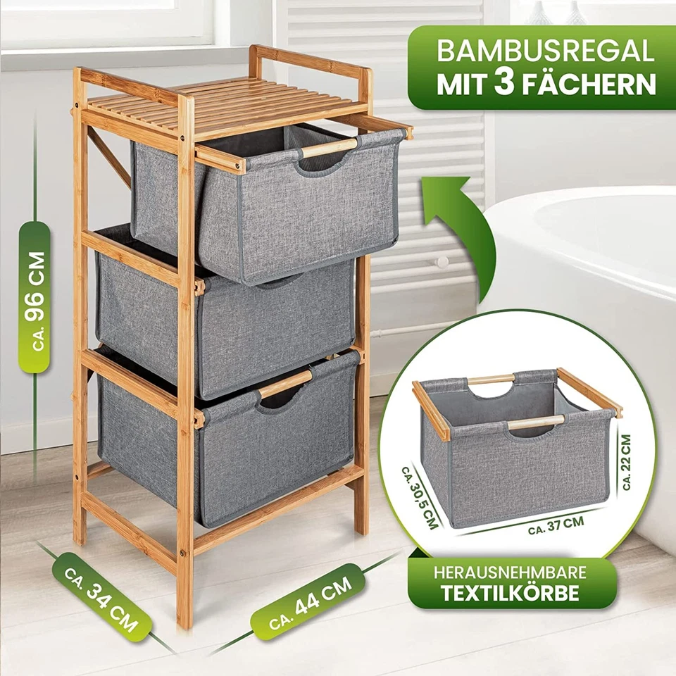 Wäschekorb Wäschesammler Badregal Badschrank Regal Wäschesortierer B-Ware - Bild 2 von 4