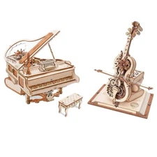 ROKR Magic Piano & Magic Cello 3D Wooden Puzzle DIY Music Box Kids Xmas Gifts