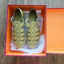 TORY BURCH FISHERMAN PLATFORM ESPADRILLE PISTACHIO VACHETA LEATHER SZ US 7 NIB