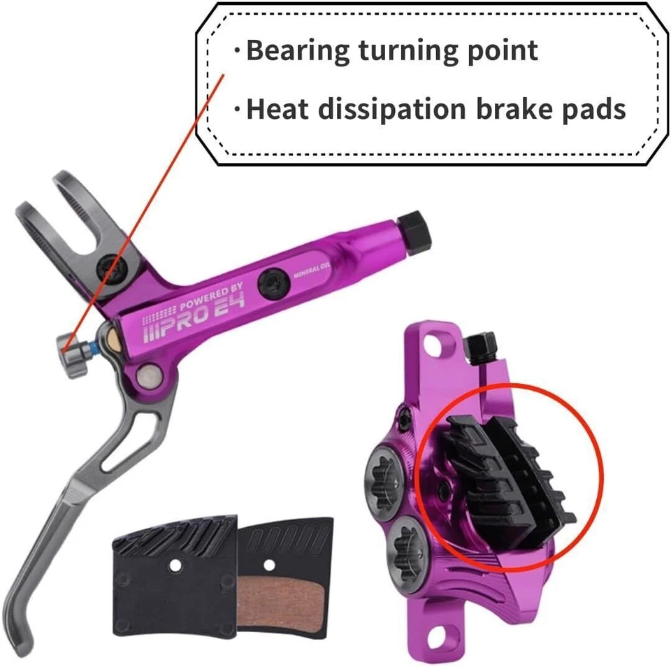 IIIPRO E4 Hydraulic Disc Brake Set 4 Piston Left Front & Separate Right Rear MTB - Image 4 of 4