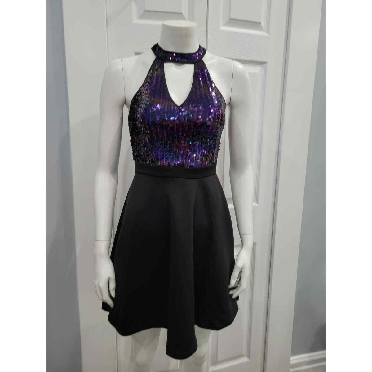 purple and black sequin dress Zelda Side Slit Velvet Sequin Gown