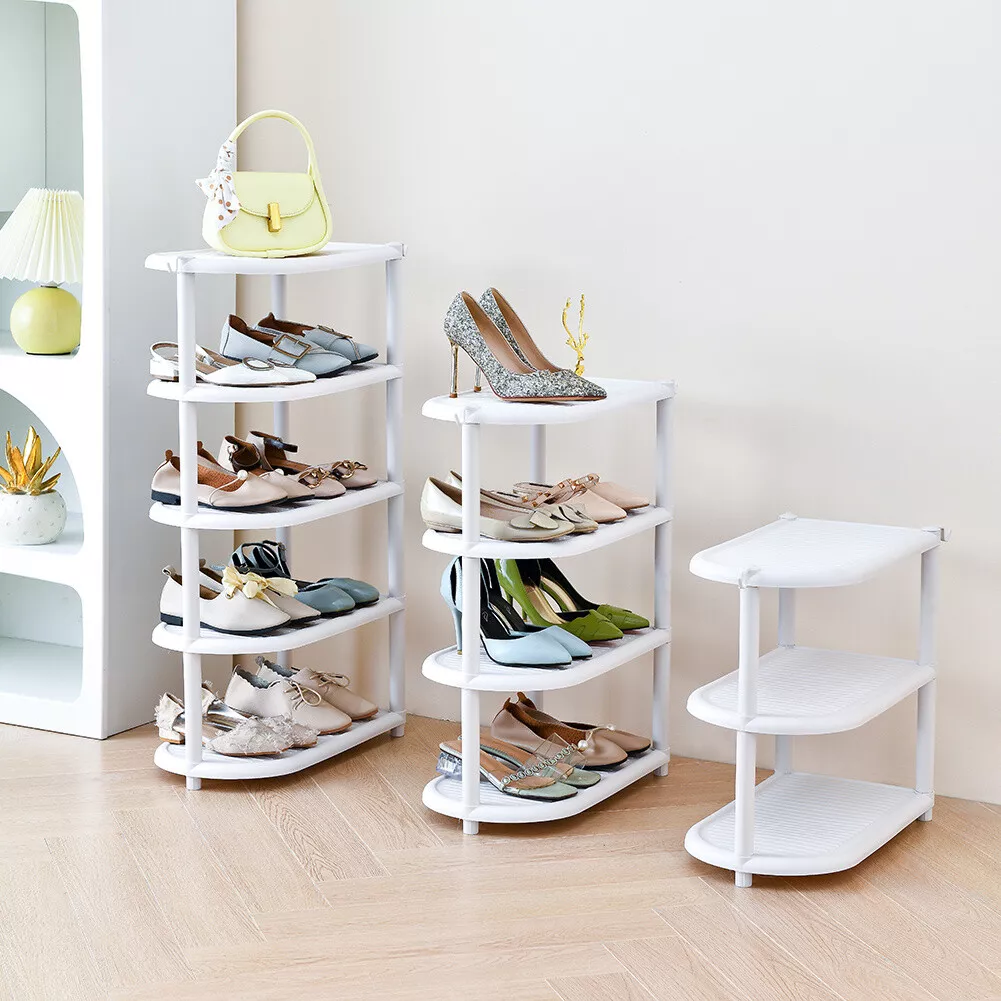 3 4 5 Tiers Slim Plastic Shoe Rack Storage Organizer Shelf Vertical Space Saving