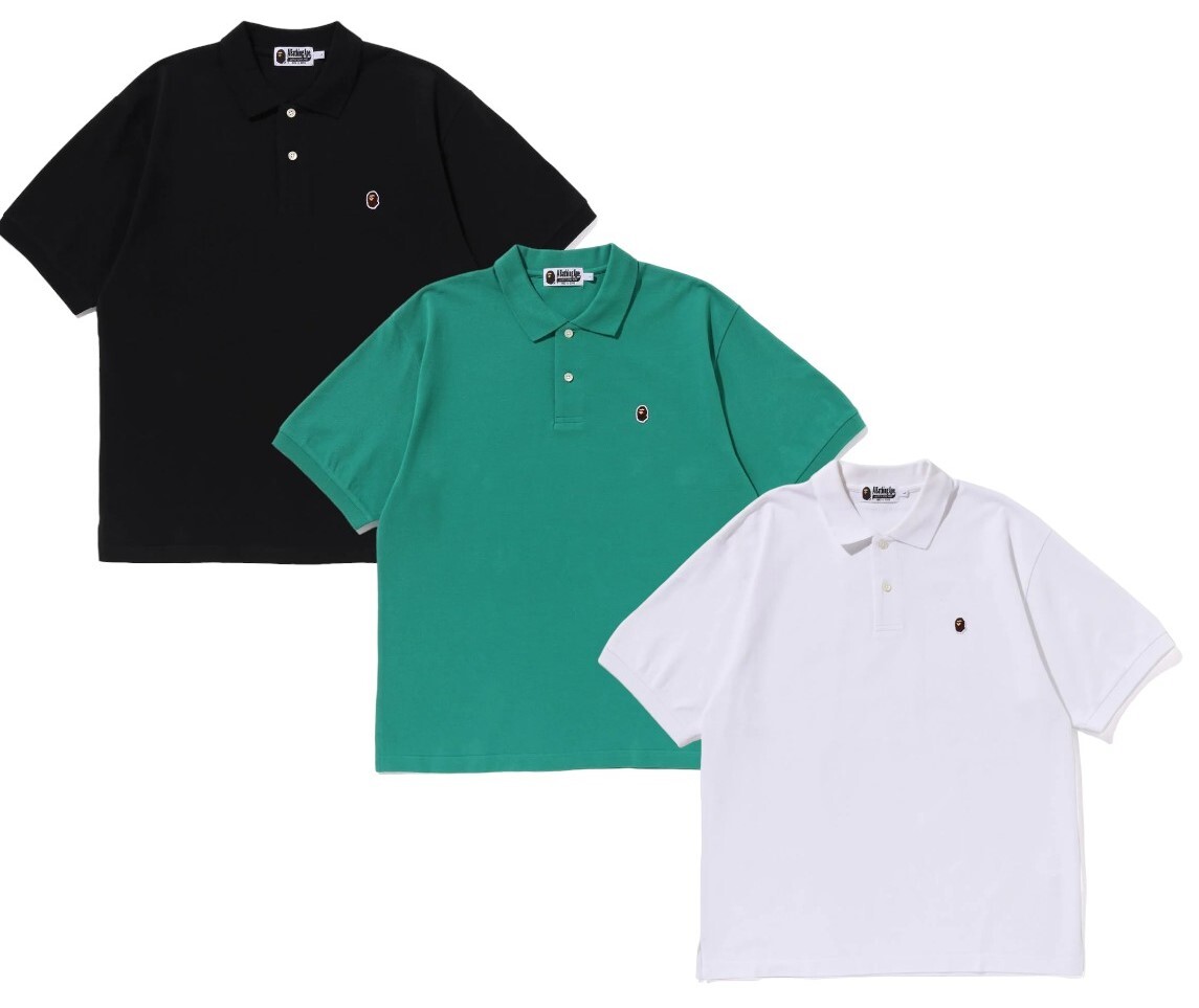 A BATHING APE BAPE ONE POINT RELAXED FIT POLO SHIRT 1K25-112