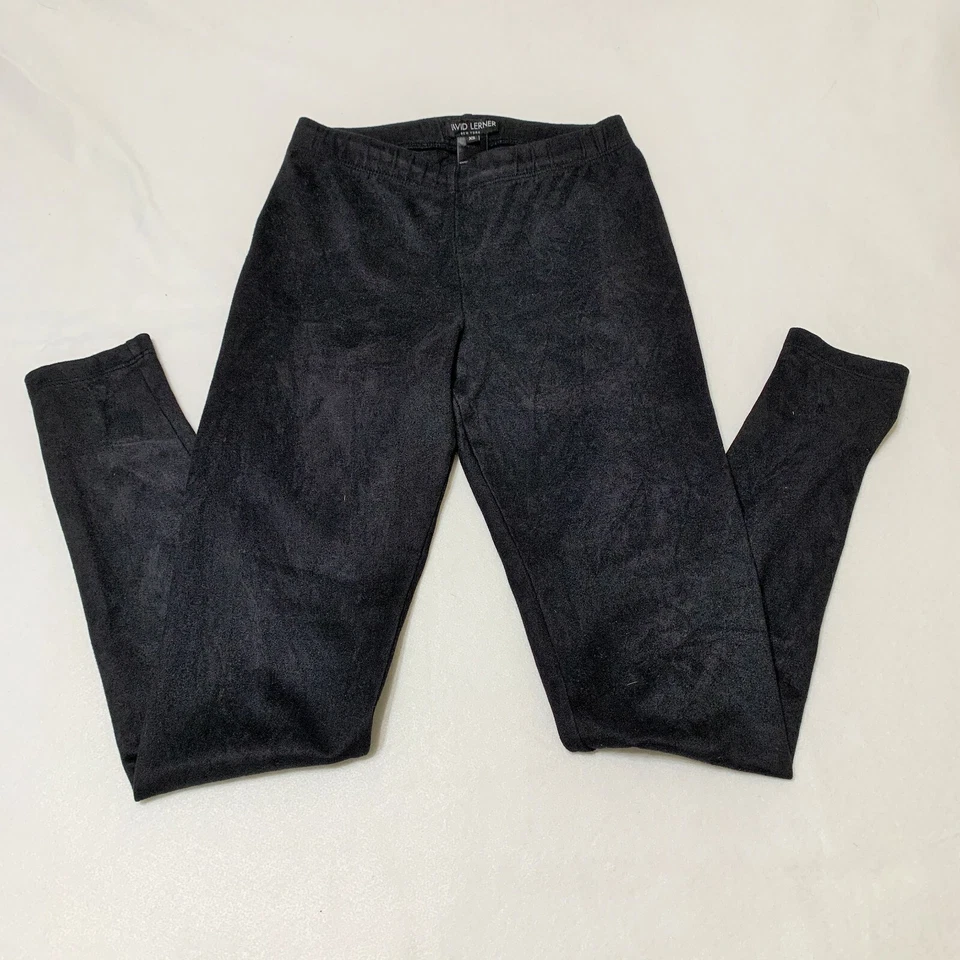 Leggings para mujer David Lerner talla XS elásticos recortados imitación gamuza negros Foto 3 de 4