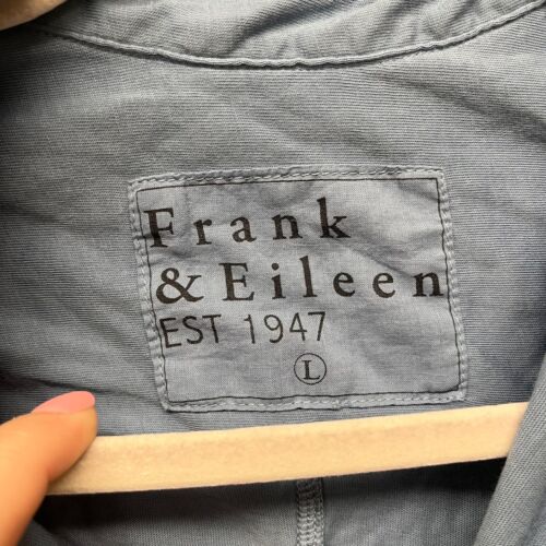 Frank & Eileen Barry camicia donna L blu polvere maglia bottoni minimal - Foto 4 di 12