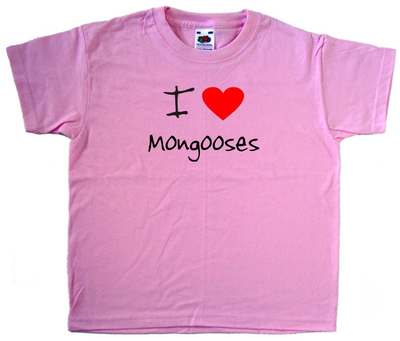 I Love Heart Mongooses Pink Kinder T-Shirt