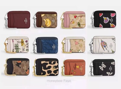 NWT Coach Zip Card Case In Signature/halloween/ creature/ floral