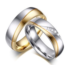 Coppia fedi fedine oro anelli lui lei incisione fidanzamento in acciaio inox