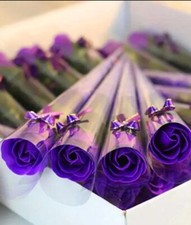 6 - Purple Enchanting Single-Stem Fragrant Artificial Soap Roses Crafted For Her