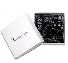  145 NIB Mens Billionaire Silk Gray Crocodile Print Pocket Square Handkerchief