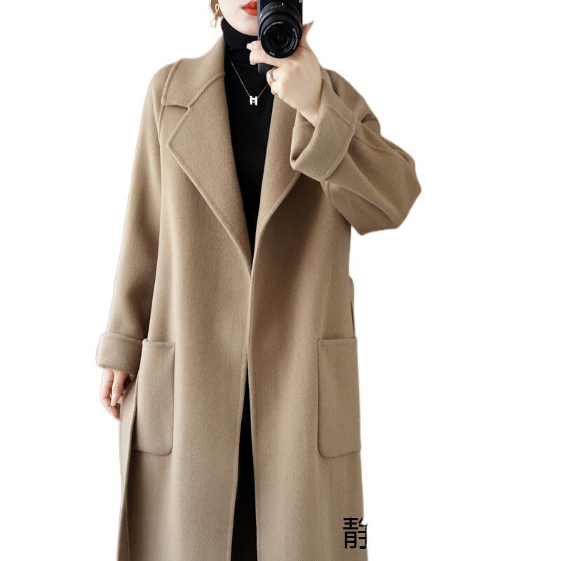 100% Pure Wool Double-sided Woolen Cashmere Coat Women's Winter