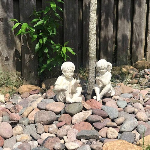 Escultura de jardín de 9 pulgadas encendido solar tarro luciérnaga luz niños y niñas creativo - - Imagen 5 de 13