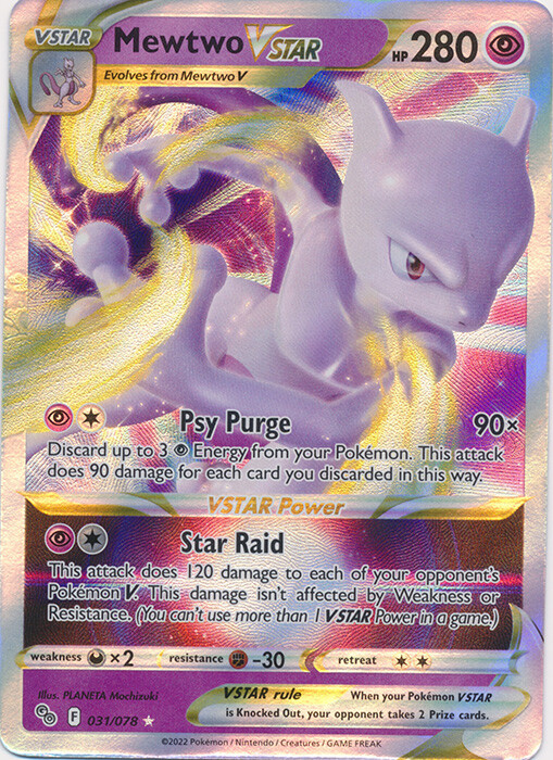 Mewtwo VSTAR - 031/078 Ultra Rare Pokemon GO NM Pokemon TCG