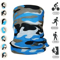Multifunktion-Schlauchschal Halstuch Mundbedeckung Fahrrad Maske Camouflage-Blau