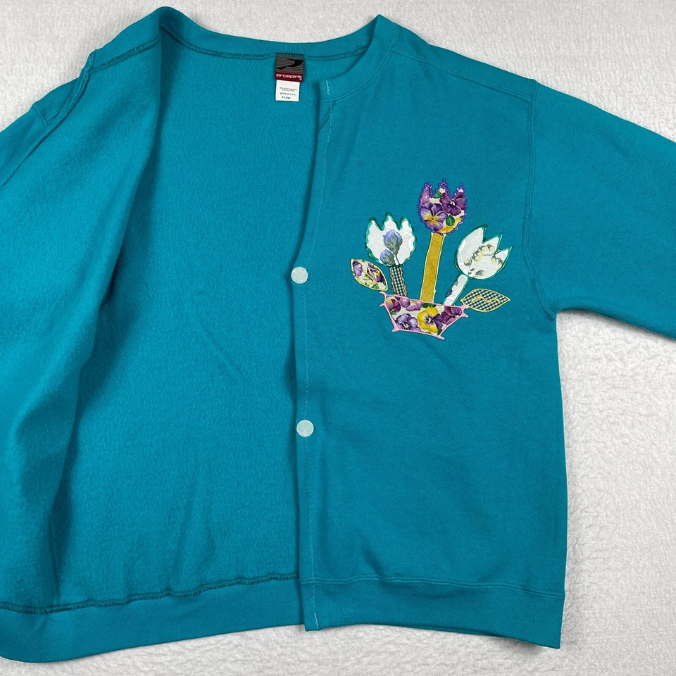 Винтажный кардиган женщин XL сделано в США ручной работы заказ цветочный Grandmacore Топ - Изображение 3 из 4