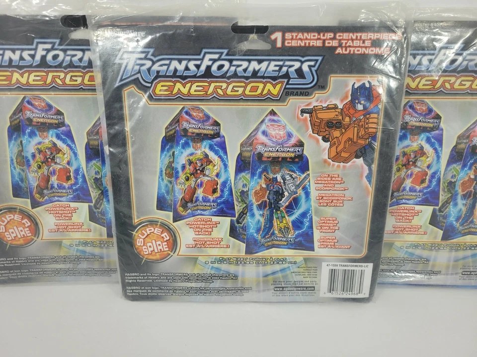 Lote de 3 Transformers Energon Stand-Up Fiesta de Cumpleaños Centro de Mesa Decoración Nuevo en Paquete Foto 3 de 4