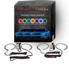 RGB Multi Color Changing LED Halo kit for 2015-2023 Dodge Challenger Headlights