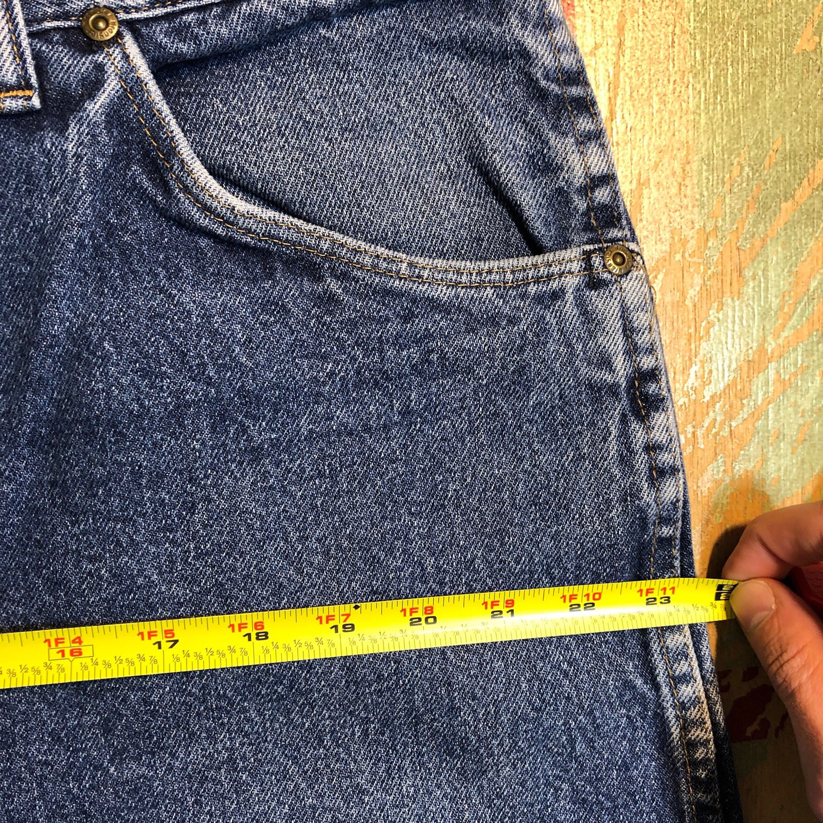 Vtg Wrangler Hero Star Jeans Men Tag 40x30 Tapered Denim Blue (38x29.5)