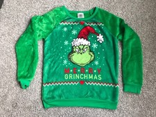 Dr. Suess The Grinch Fuzzy Pullover Ugly Sweater Kids XL Merry Grinchmas Santa