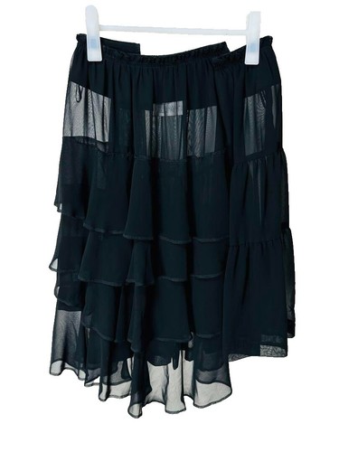 COMME des GARCONS A-Line Midi Skirt Black 100% Wool Lined Made in