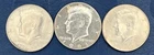 3 ASSORTED  KENNEDY HALF DOLLARS FROM 1971-2010  EACH LOT IS FOR 3 COINS