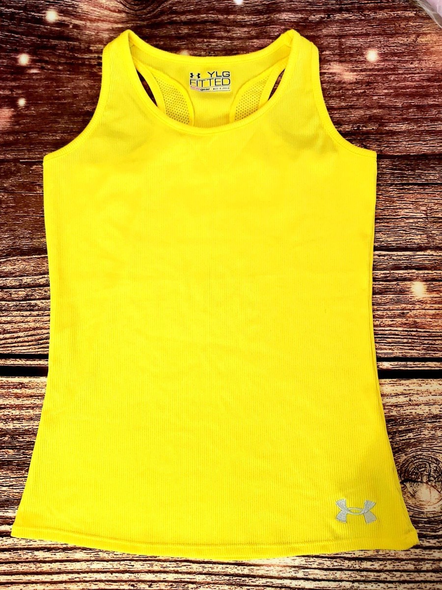 Under Armour UA Heatgear Yellow Tank Top Shirt Sports Athletic