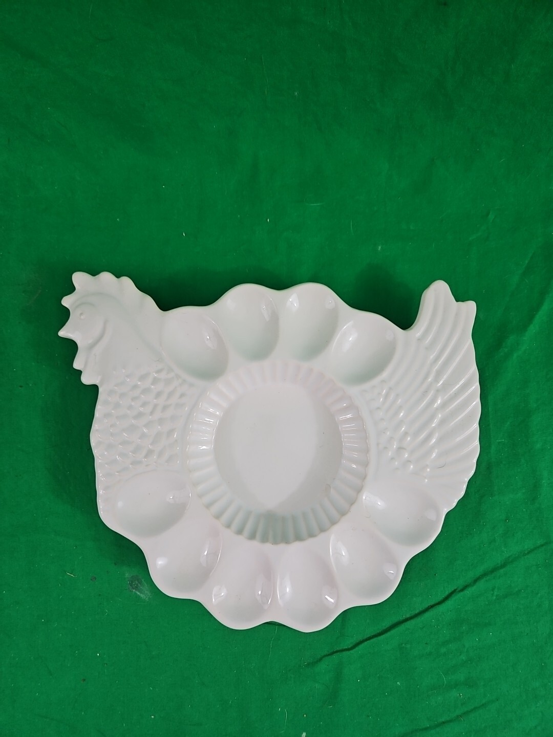 Vintage Teleflora Deviled Egg Platter Dish Plate Chicken Hen Shaped Portugal
