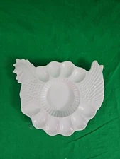 Vintage Teleflora Deviled Egg Platter Dish Plate Chicken Hen Shaped Portugal