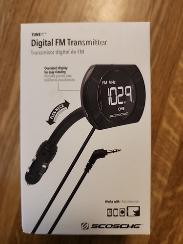 new in pkg Digital FM Transmitter SCOSCHE FMTD13-SP1 with back-lit display