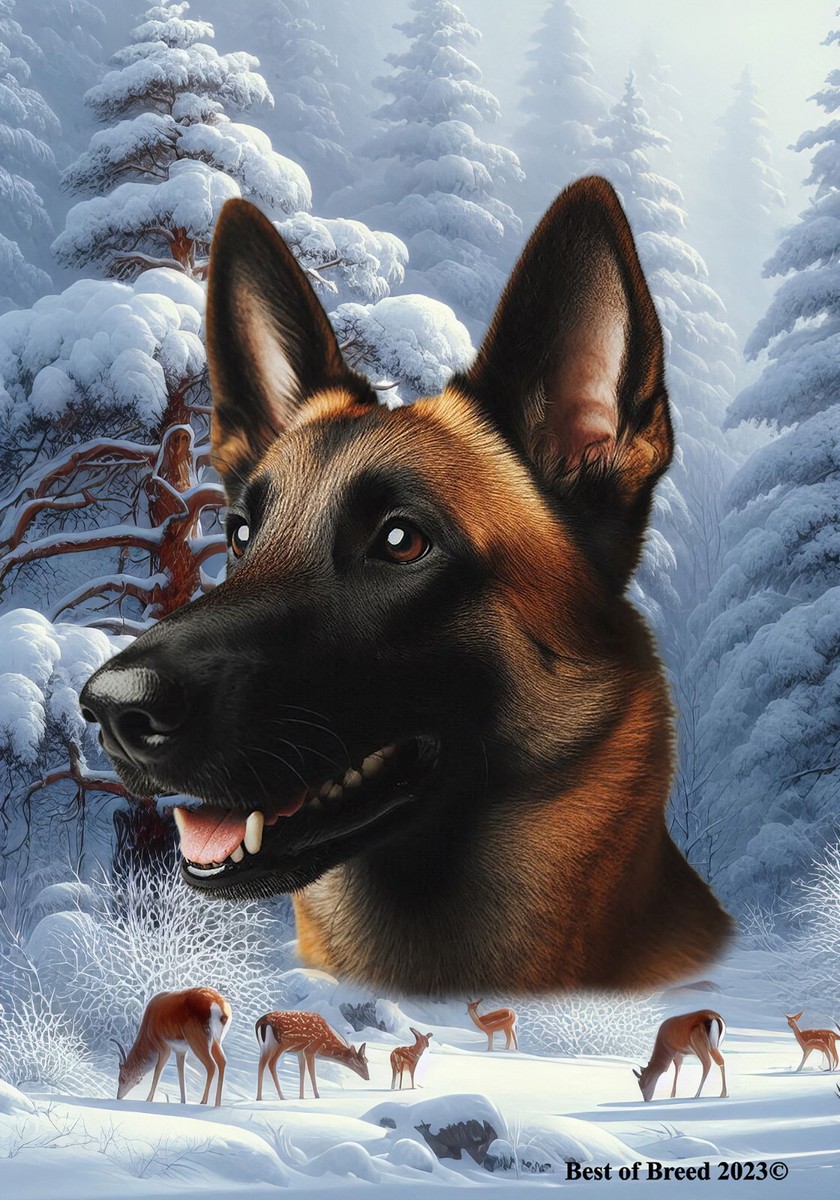 Belgian Malinois Winter Wonderland Flag - Main Image