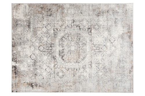 Alfombra de pelo corto vintage etno gris claro ornamental empañada salón ECOTEX - Imagen 11 de 11
