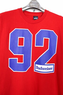 Budweiser 92 Vintage 90s Printed Graphics Single Stitch Red T