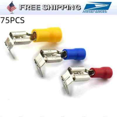75Pcs A.W.G 12-10 16-14 22-16 Crimp Connector Kit PVC Semi-Insulated Piggy Back