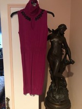CARABELLA HOT PINK SLEEVELESS SWEATER DRESS EMBELLISHED KEY HOLE SIZE S