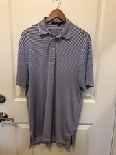 Ralph Lauren Polo Shirt Mens Large Blue Stripe RLX Performance Sports Golf