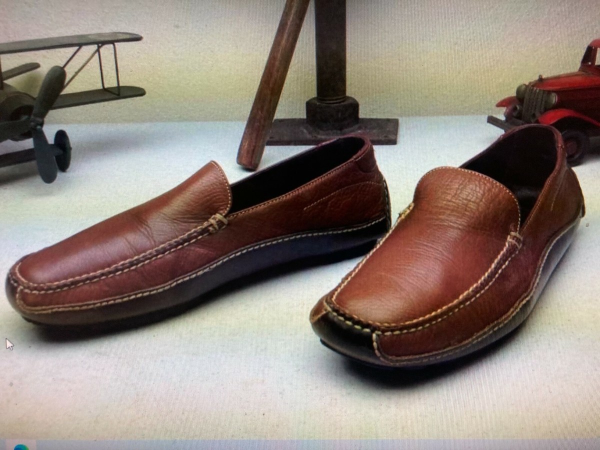 靴 COLE HAAN / deck shoes driving shoes COLE HAAN BROWN LEATHER SLIP ON DECK BOAT CANOE DRIVING