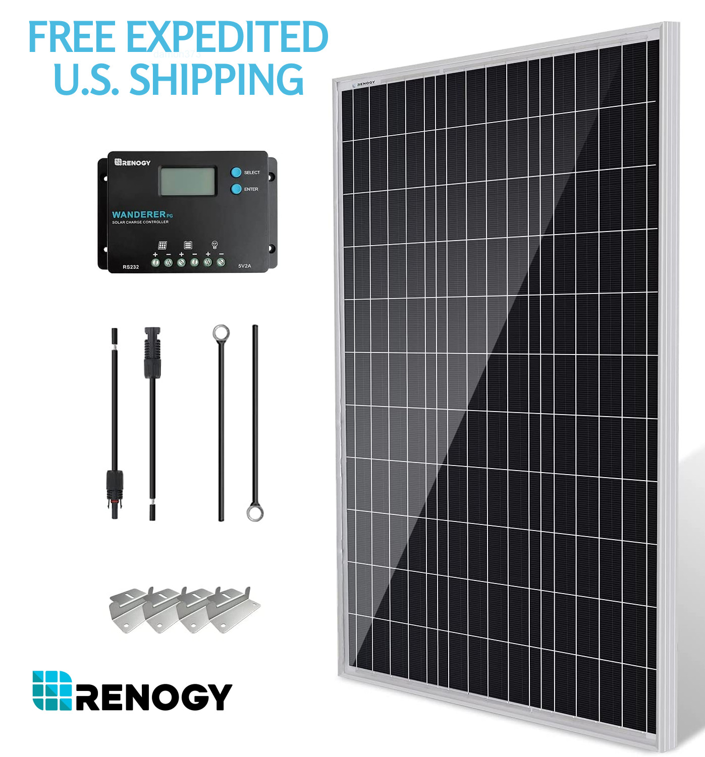 SOLAR STARTER Kit Renogy 100W 12V Monocrystalline w/Wanderer