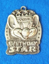 Chuck E Cheeses Birthday Star Metal Medal Medallion Crown Awards April 10