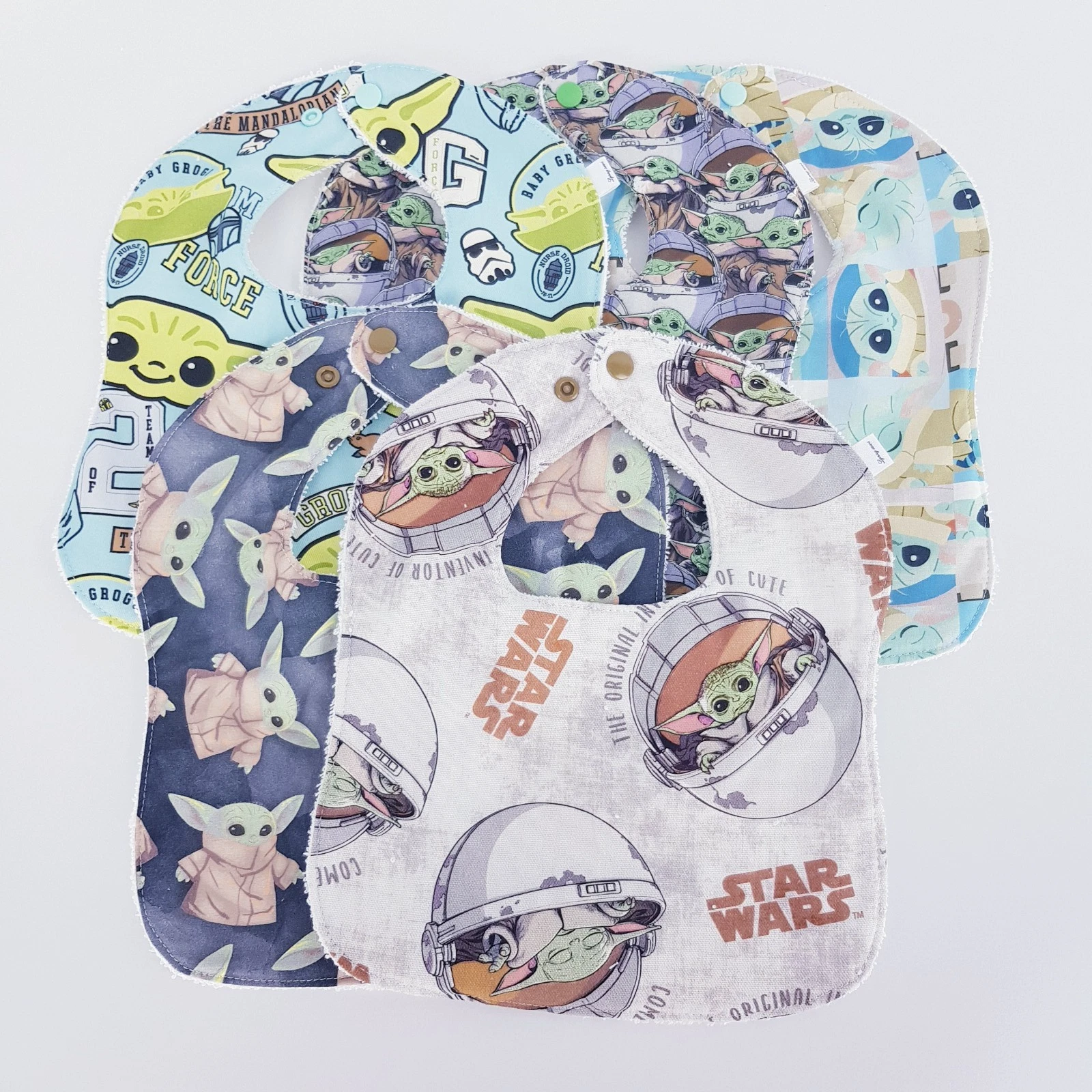 Baby Bibs Baby Yoda Grogu Star Wars Mix Prints 5 x Pack 100% Cotton Handmade New