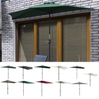 Half Round Parasol Umbrella Balcony Sun Shade Metal Polyester