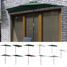 Half Round Parasol Umbrella Balcony Sun Shade Metal Polyester