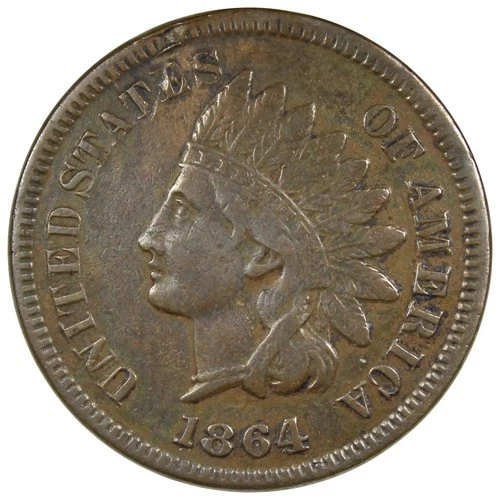 1864 Bronze Indian Head Cent VF VERY FINE Civil War Date Cleaned A2992