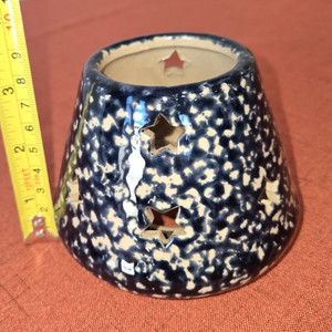 Ceramic Star Candle Shade/White Speckled Freestanding Decorative 5in