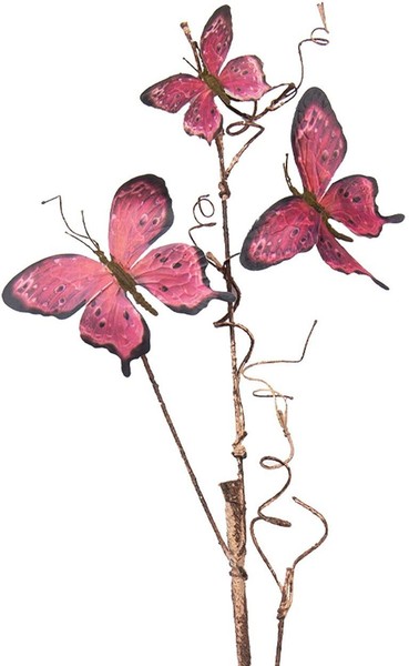 Clayre & Eef 50810 Dekoration Zweig Mit Schmetterlingen Rosa 14X5X85 Cm-image