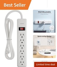 600 Joule Surge Protector with 6-Outlets, Flat Plug  Light Indicator for Safety