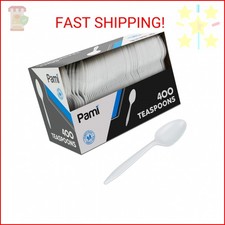 PAMI 400-Pack Medium Weight Disposable Plastic Teaspoons, Bulk Utensils for Part
