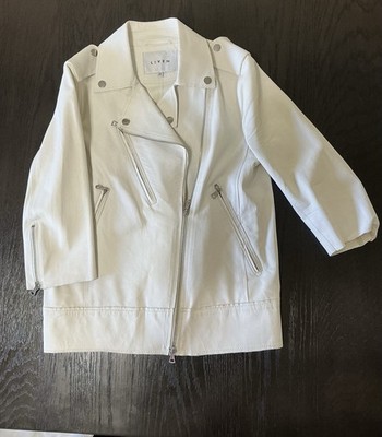 Liven Liv515 3/4 Sleeves Italian Off White Genuine Lamb Leather Jacket
