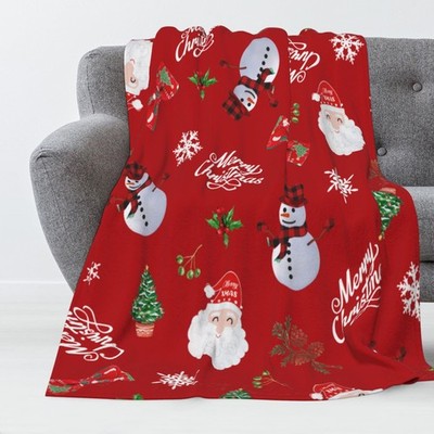 Fjtp Luxury Christmas Santa Throw Blanket For Couch Soft Flannel Plush