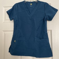 Wonderwink Womens Medical Scrub Top XS Blue Nurse Pockets Dental Vet V Neck